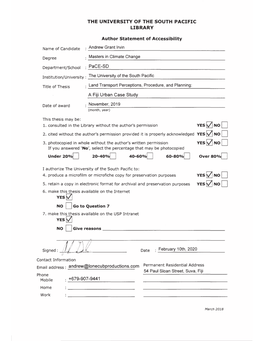 Land Transport Perceptions, Procedure, and Planning: a Fiji Urban Case Study