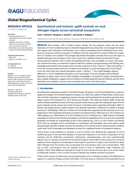 Geochemical and Tectonic Uplift Controls on Rock Nitrogen Inputs