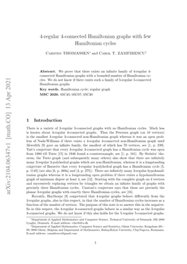 4-Regular 4-Connected Hamiltonian Graphs with Few Hamiltonian Cycles