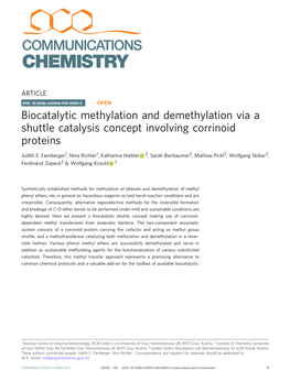 Biocatalytic Methylation and Demethylation Via a Shuttle Catalysis Concept Involving Corrinoid Proteins