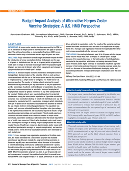 Budget-Impact Analysis of Alternative Herpes Zoster Vaccine Strategies: a U.S