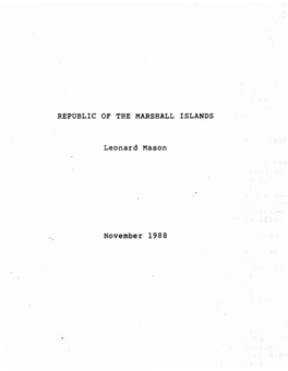 REPUBLIC of the MARSHALL ISLANDS Leonard Mason