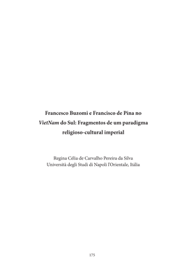 Francesco Buzomi E Francisco De Pina No Vietnam Do Sul: Fragmentos De Um Paradigma Religioso-Cultural Imperial