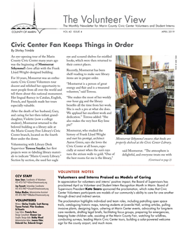 The Volunteer View the Monthly Newsletter for Marin County Civic Center Volunteers and Student Interns