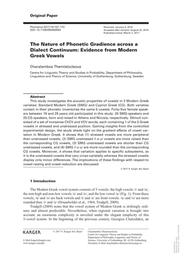 The Nature of Phonetic Gradience Across a Dialect Continuum: Evidence from Modern Greek Vowels