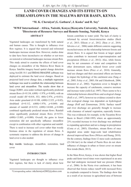 Land Cover Changes and Its Effects on Streamflow in the Malewa River