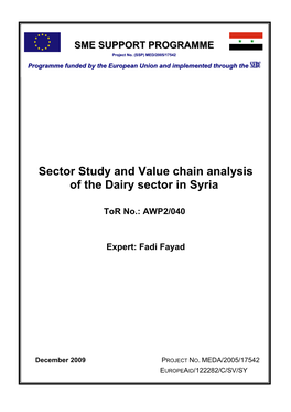 Sector Study and Value Chain Analysis of the Dairy Sector in Syria