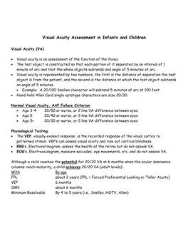 Visual Acuity Assessment in Infants and Children