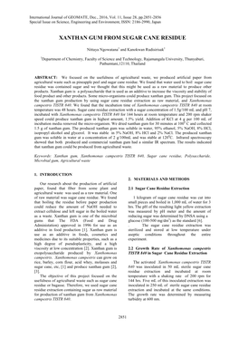 Xanthan Gum from Sugar Cane Residue