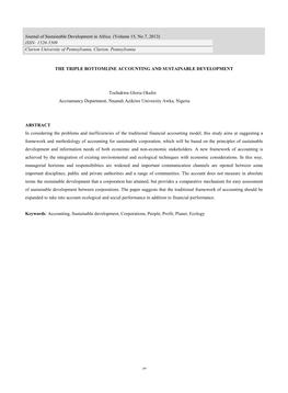 The Triple Bottomline Accounting and Sustainable Development