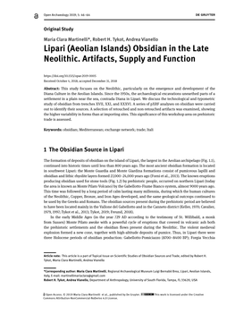 Lipari (Aeolian Islands) Obsidian in the Late Neolithic