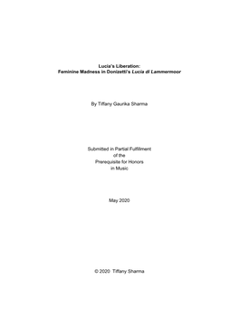 Feminine Madness in Donizetti's ​Lucia Di Lammermoor by Tiffany