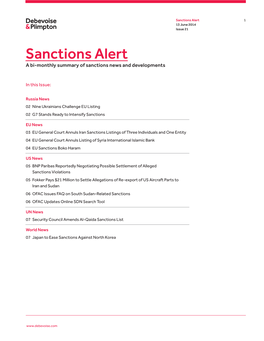 Sanctions Alert 1 13 June 2014 Issue 21