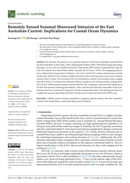 Remotely Sensed Seasonal Shoreward Intrusion of the East Australian Current: Implications for Coastal Ocean Dynamics