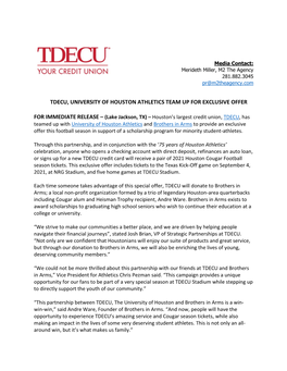 TDECU and University of Houston Athletics Team up for Exclusive