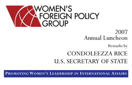 2007 Annual Luncheon CONDOLEEZZA RICE U.S