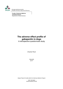 The Adverse Effect Profile of Gabapentin in Dogs a Retrospective Questionnaire Study