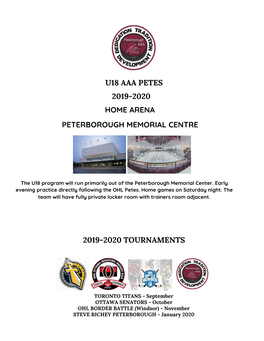 U18 Aaa Petes ​2019-2020 Home Arena Peterborough