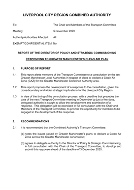 Responding to Greater Manchester's Clean Air Plan PDF 204 KB