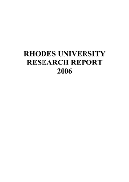 Rhodes University Research Report 2006 Contents