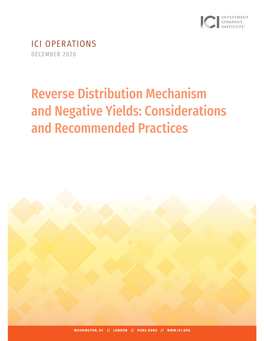 Reverse Distribution Mechanism and Negative Yields: Considerations and Recommended Practices