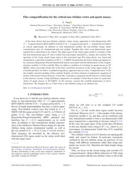 Flux Compactification for the Critical Non-Abelian Vortex and Quark Masses