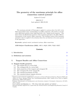 The Geometry of the Maximum Principle for Affine Connection