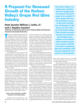 A Proposal for Renewed Growth of the Hudson Valley's Grape and Wine Industry