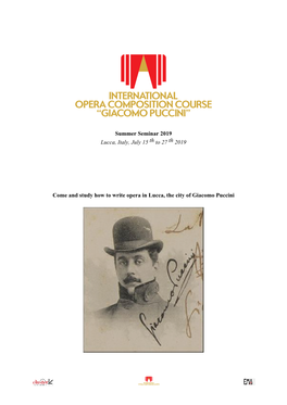 International Opera Composition Course Giacomo Puccini Summer