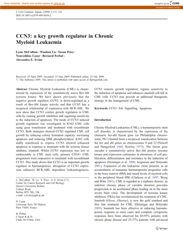 CCN3: a Key Growth Regulator in Chronic Myeloid Leukaemia