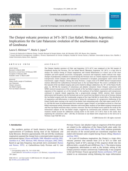 The Choiyoi Volcanic Province at 34°S–36°S (San Rafael, Mendoza, Argentina): Implications for the Late Palaeozoic Evolution of the Southwestern Margin of Gondwana