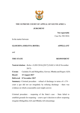 The Supreme Court of Appeal of South Africa Judgment