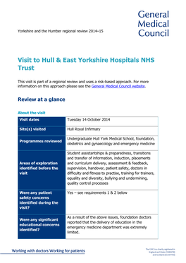 Visit to Hull & East Yorkshire Hospitals NHS Trust