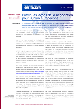 Brexit, Les Leçons De La Négociation Pour L'union Européenne