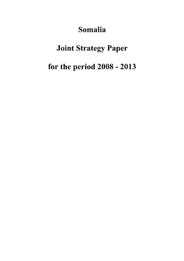 Somalia Joint Strategy Paper for the Period 2008