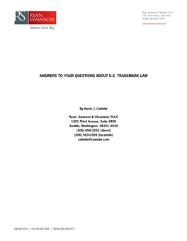 Answers to Your Questions About U.S. Trademark Law