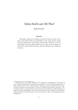 Adam Smith and All That*