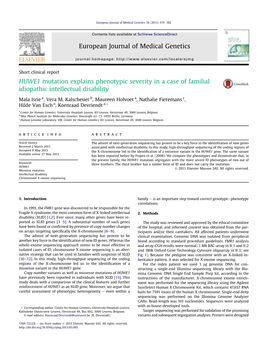 HUWE1 Mutation Explains Phenotypic Severity in a Case of Familial Idiopathic Intellectual Disability