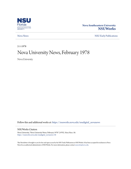 Nova University News, February 1978 Nova University