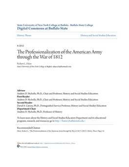 The Professionalization of the American Army Through the War of 1812