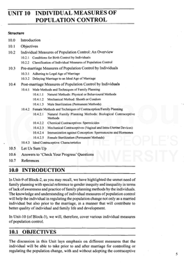 Unit 10 Individual Measures of Population Control