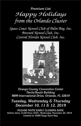 Happy Holidays from the Orlando Cluster Space Coast Kennel Club of Palm Bay, Inc