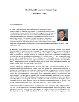 Lincoln Variable Insurance Products Trust President's Letter