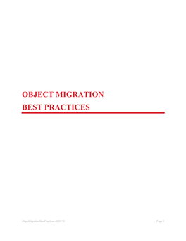 Object Migration Best Practices