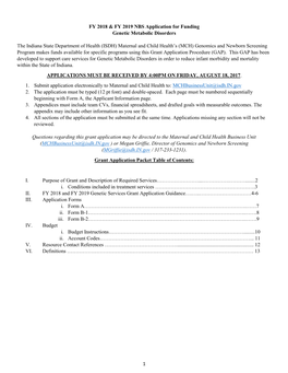 1 FY 2018 & FY 2019 NBS Application for Funding Genetic Metabolic