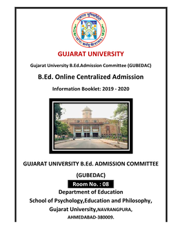 GUJARAT UNIVERSITY B.Ed. Online Centralized Admission