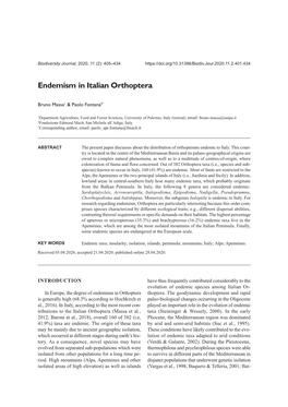 Endemism in Italian Orthoptera