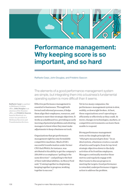 Performance Management: Why Keeping Score Is So Important, and So Hard