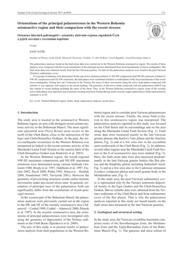 Orientations of the Principal Palaeostresses in the Western Bohemia Seismoactive Region and Their Comparison with the Recent Stresses