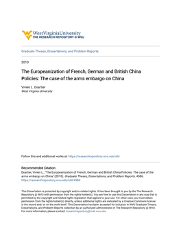 The Europeanization of French, German and British China Policies: the Case of the Arms Embargo on China